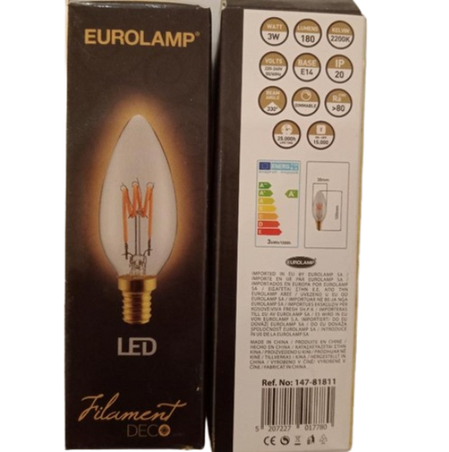 Ampoule LED filament Déco Flamme E14 Claire 3W Gradable