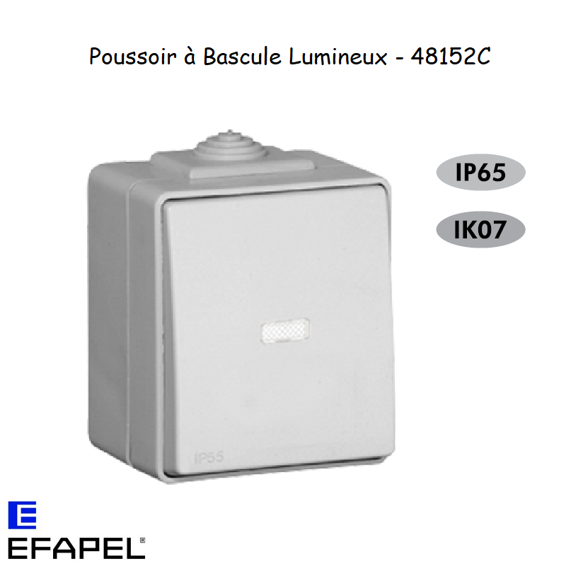 Poussoir à bascule Lumineux IP65 Gris ou Blanc