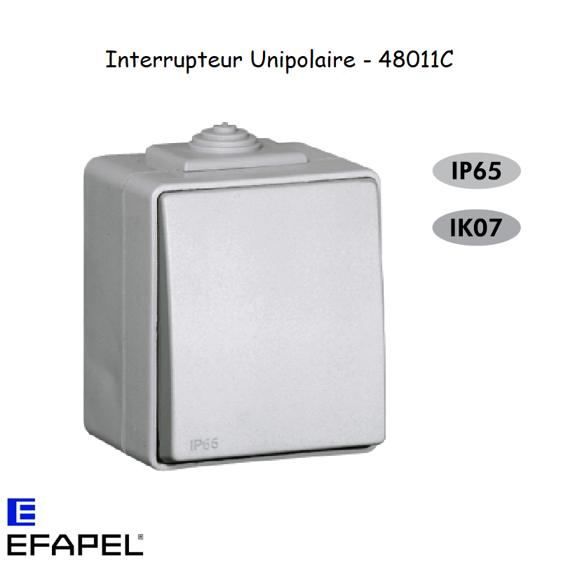 Interrupteur Unipolaire IP65 Gris ou Blanc