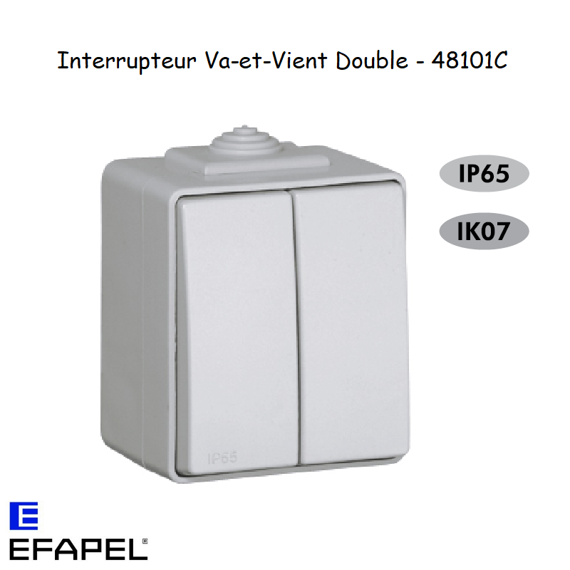 Interrupteur Va-et-Vient Double IP65 Gris ou Blanc