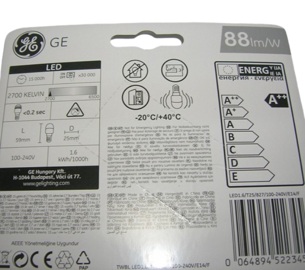 Lot de 2 ampoules LED Pygmy Energy Smart 1,6 W Culot E14