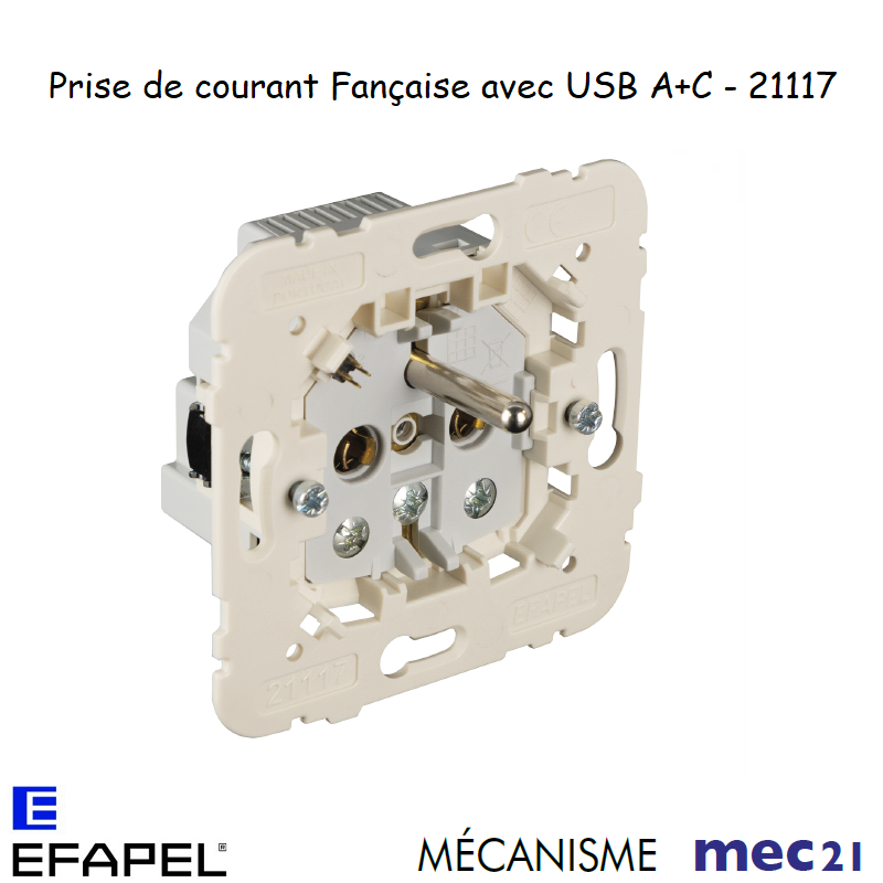 Mécanisme de Prise de courant Française avec USB