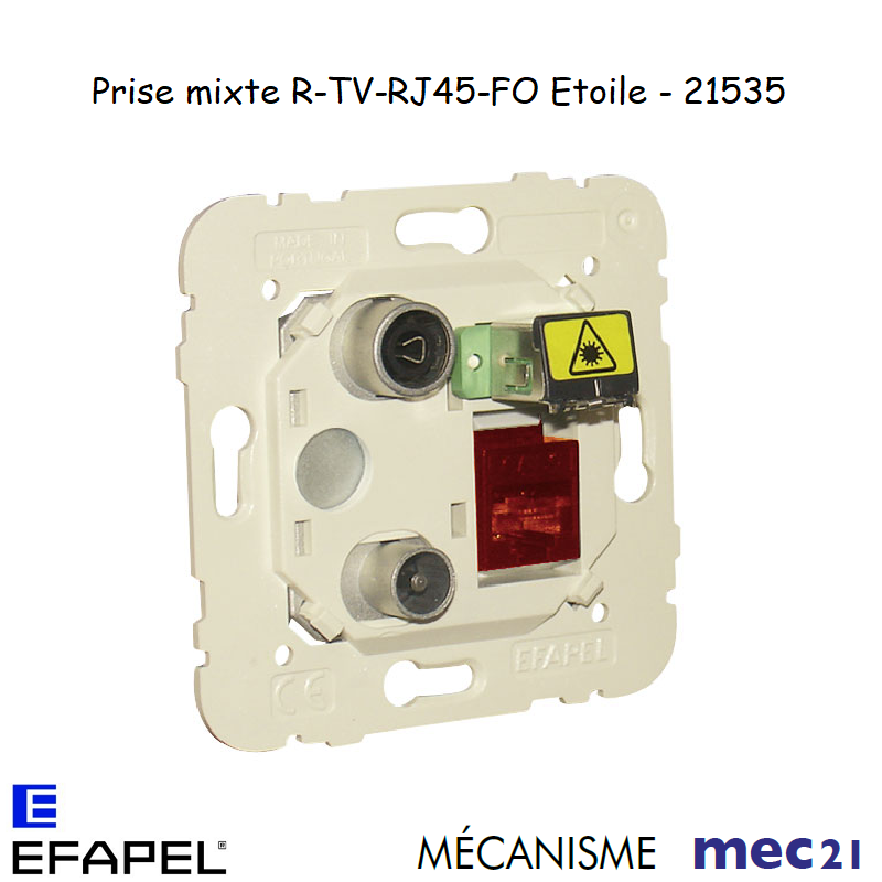 Mécanisme de Prise Mixte R-TV-RJ45 Cat.6UTP-FO SC APC Etoile