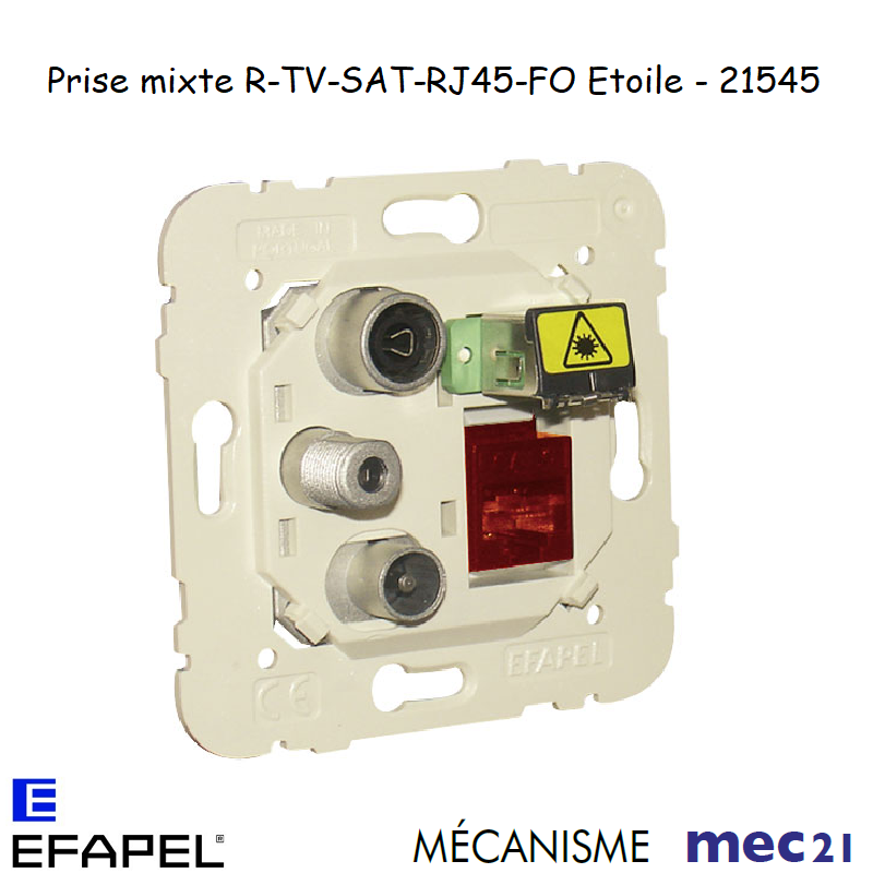 Mécanisme Prise Mixte R-TV-SAT-RJ45 Cat.6UTP - FO SC-APC