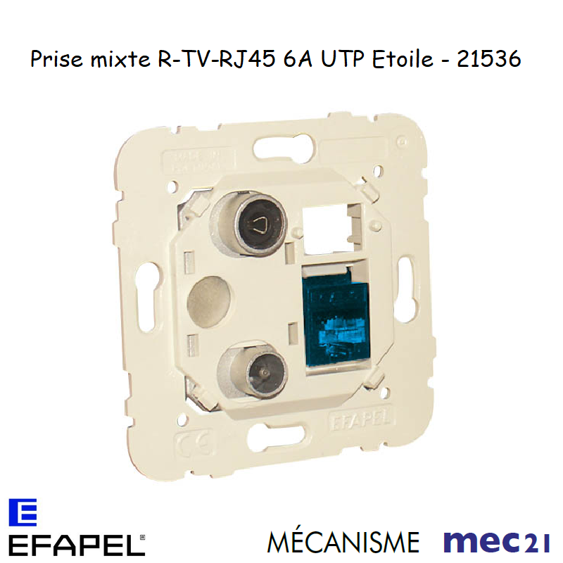 Mécanisme Prise R-TV-RJ45 Cat. 6A UTP étoile