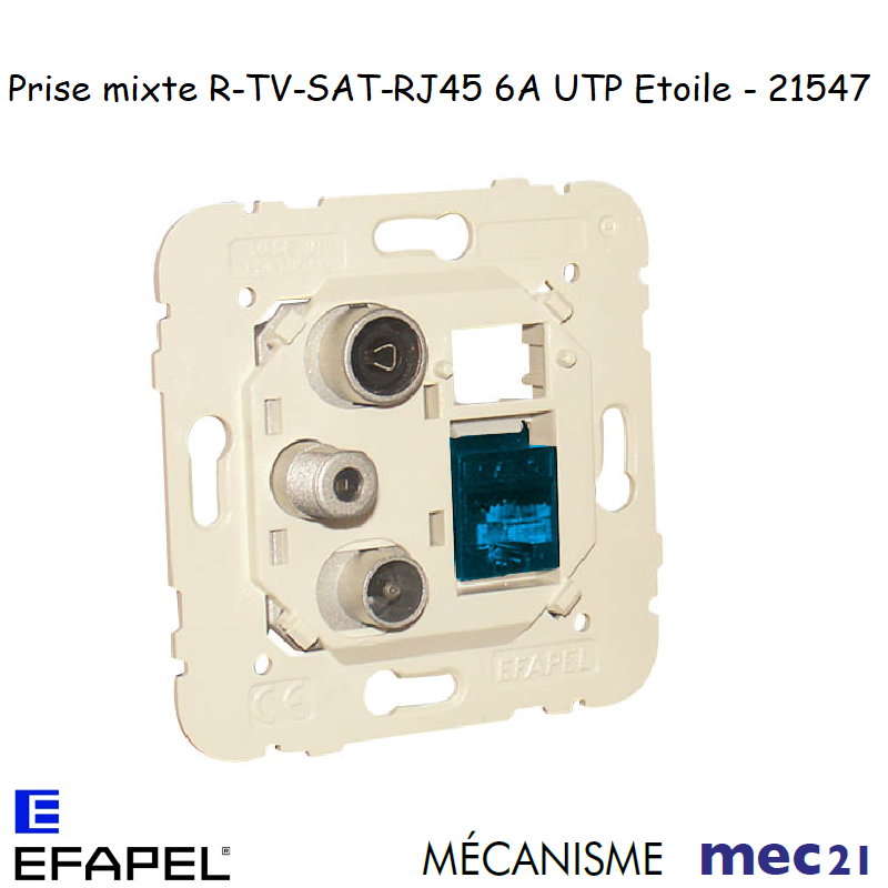 Mécanisme Prise R-TV-SAT-RJ45 Cat. 6A UTP étoile