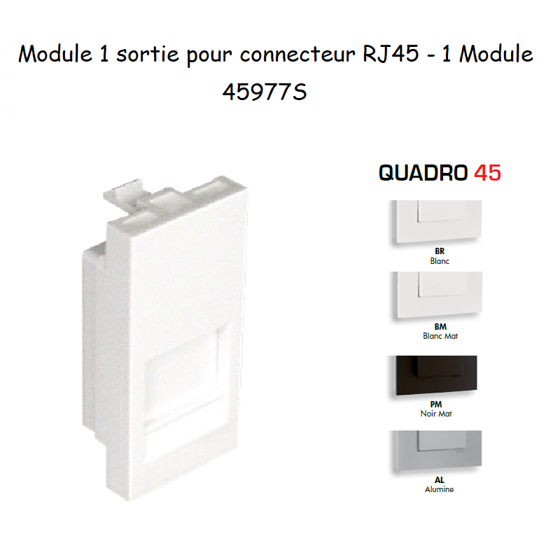 Module simple pour Connecteur RJ45 - 1 Module Quadro45