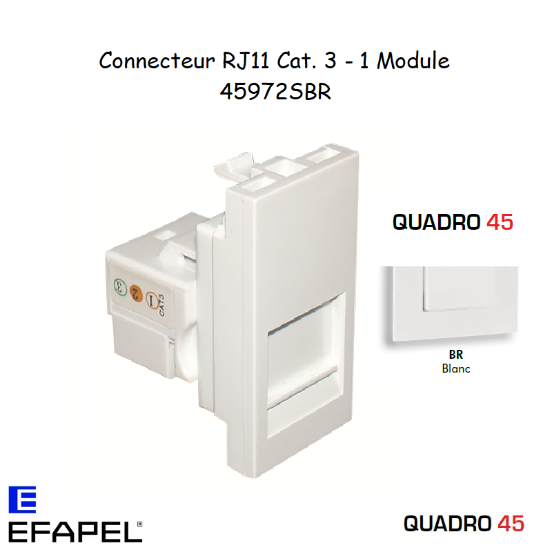 Module avec connecteur RJ11 Cat.3 Q45 - BLANC