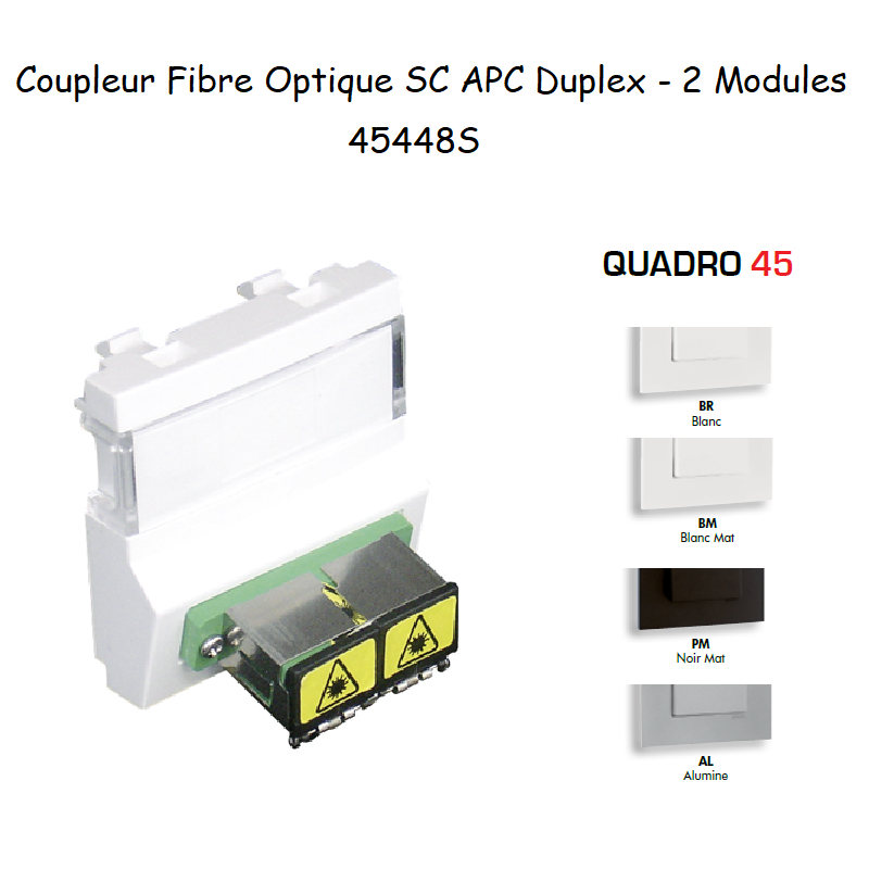 Module avec Coupleur Fibre Optique SC APC Duplex Quadro 45 - 2 Modules