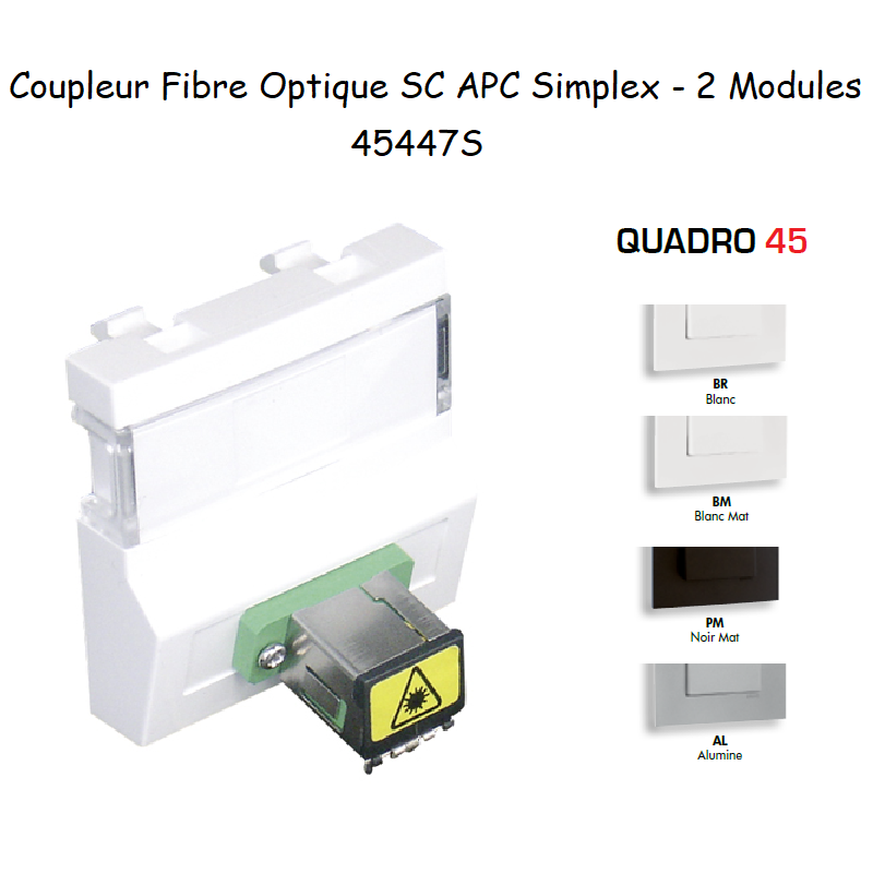 Module Coupleur Fibre Optique SC APC Simplex Quadro 45 - 2 Modules
