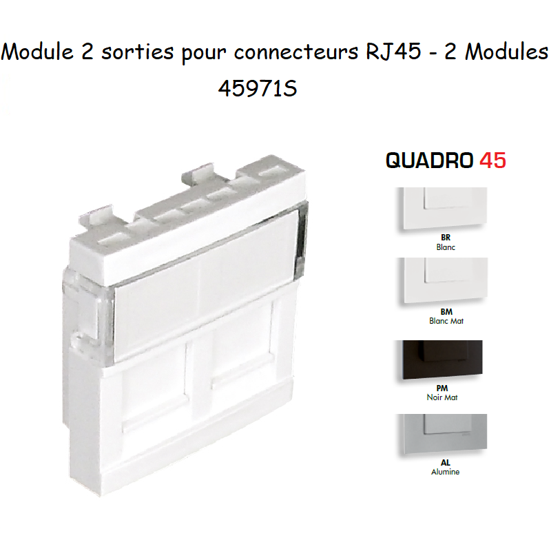 Module Double pour Connecteurs RJ45 - 2 Modules Quadro45