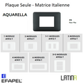 Plaque LATINA Aquarella Matrice Italienne 1 à 6 Modules - NOIR MAT