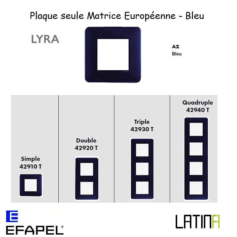 Plaque LATINA LYRA Matrice Européenne - Bleu