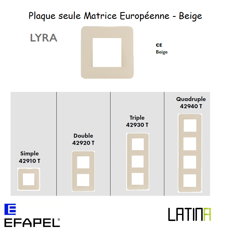 Plaque LATINA LYRA Matrice Européenne - Beige