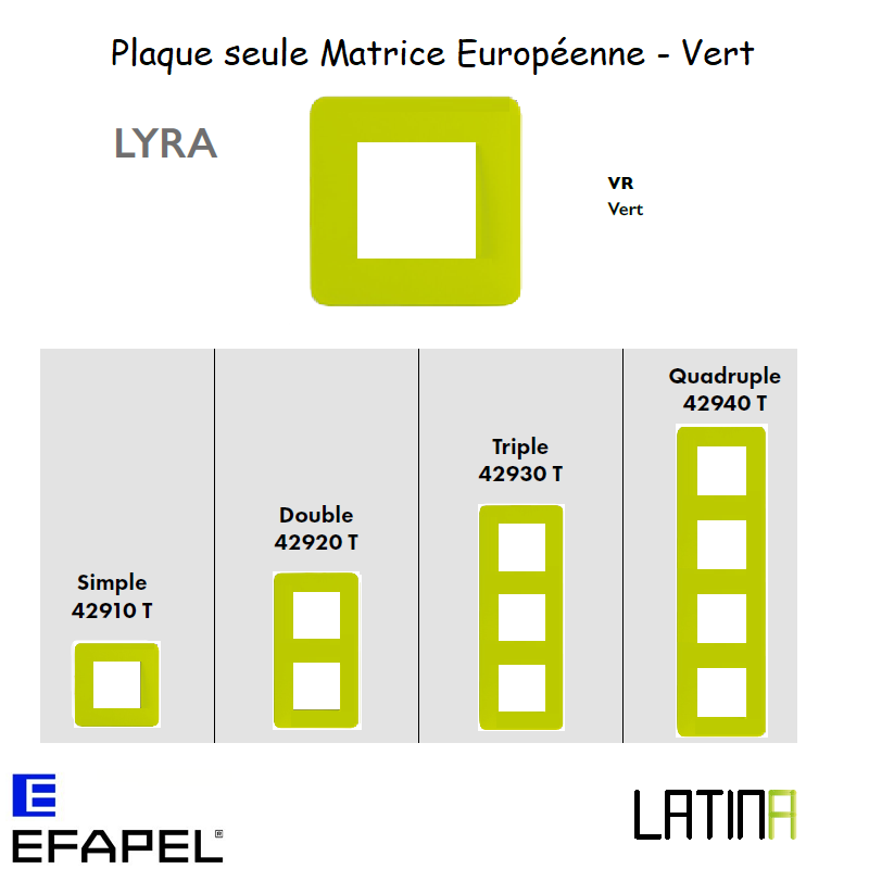 Plaque LATINA LYRA Matrice Européenne - VERT