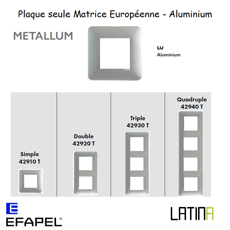 Plaque LATINA METALLUM Matrice Européenne - ALUMINIUM