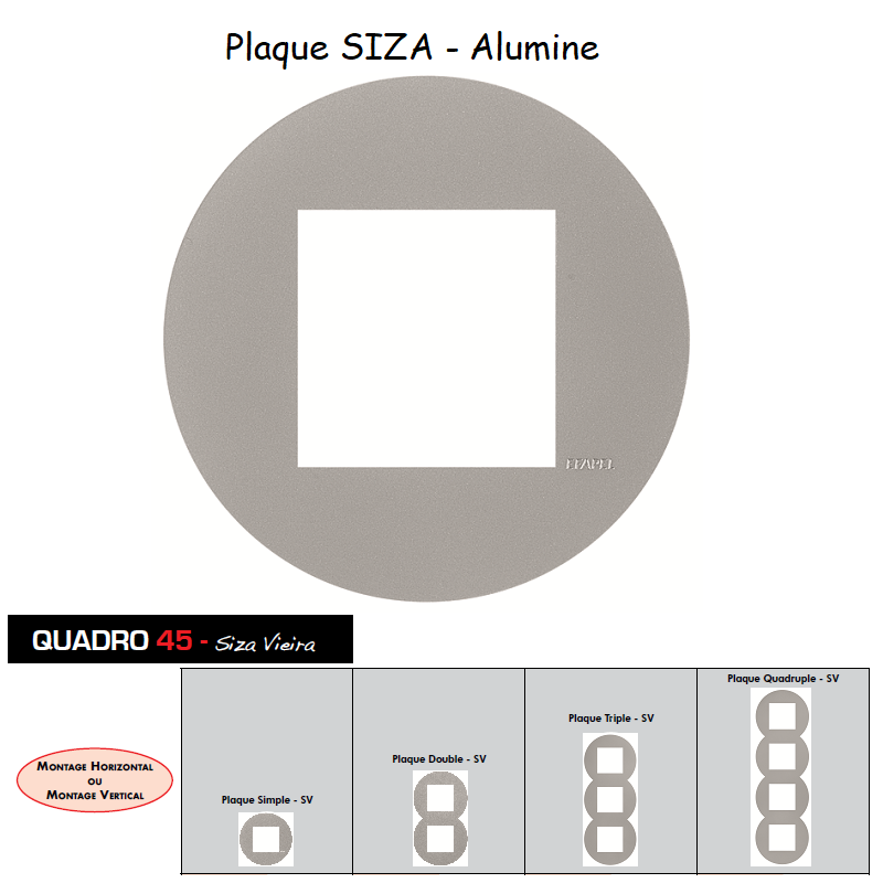 Plaque Quadro 45 SIZA Ronde Alumine