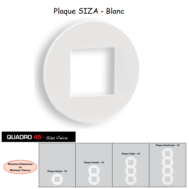 Plaque Quadro 45 SIZA Ronde Blanche