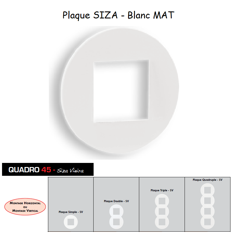 Plaque Ronde QUADRO45 Siza Vieira - Blanc MAT