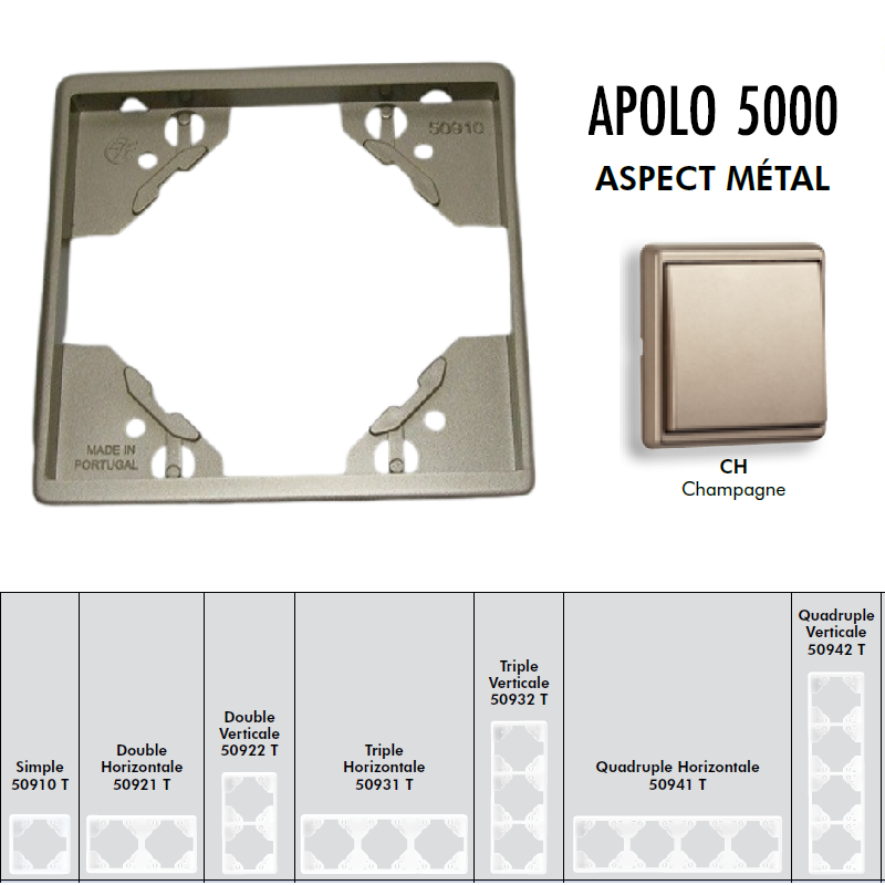 Plaque APOLO5000 Métal - Champagne