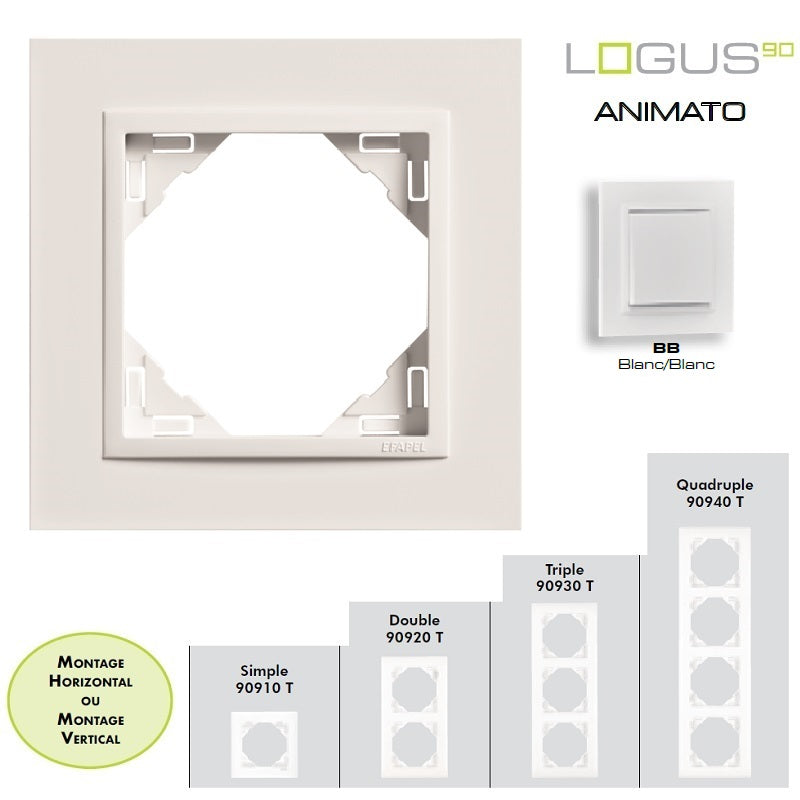 Plaque Animato Blanc / Blanc Logus 90