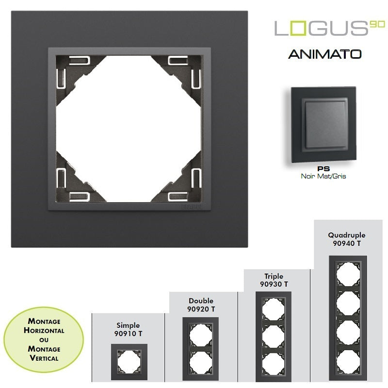 Plaque Animato Noir MAT/Gris LOGUS90