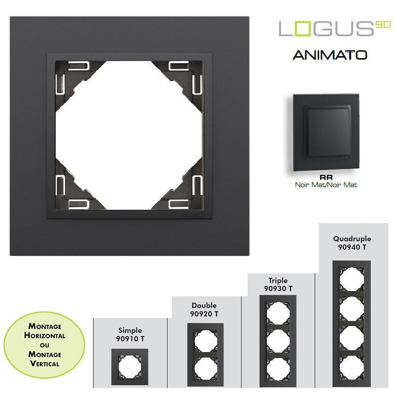 Plaque Animato Noir MAT/Noir MAT LOGUS90