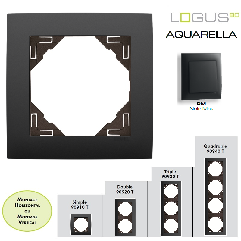 Plaque Aquarella Noir MAT LOGUS90
