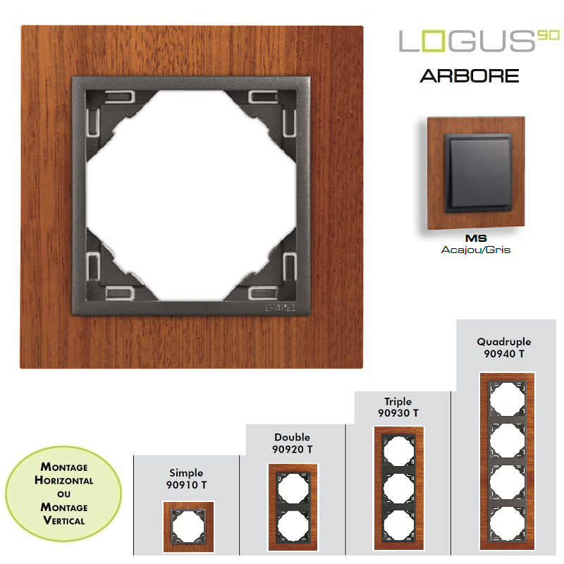 Plaque Bois LOGUS90 ARBORE - Acajou/Gris