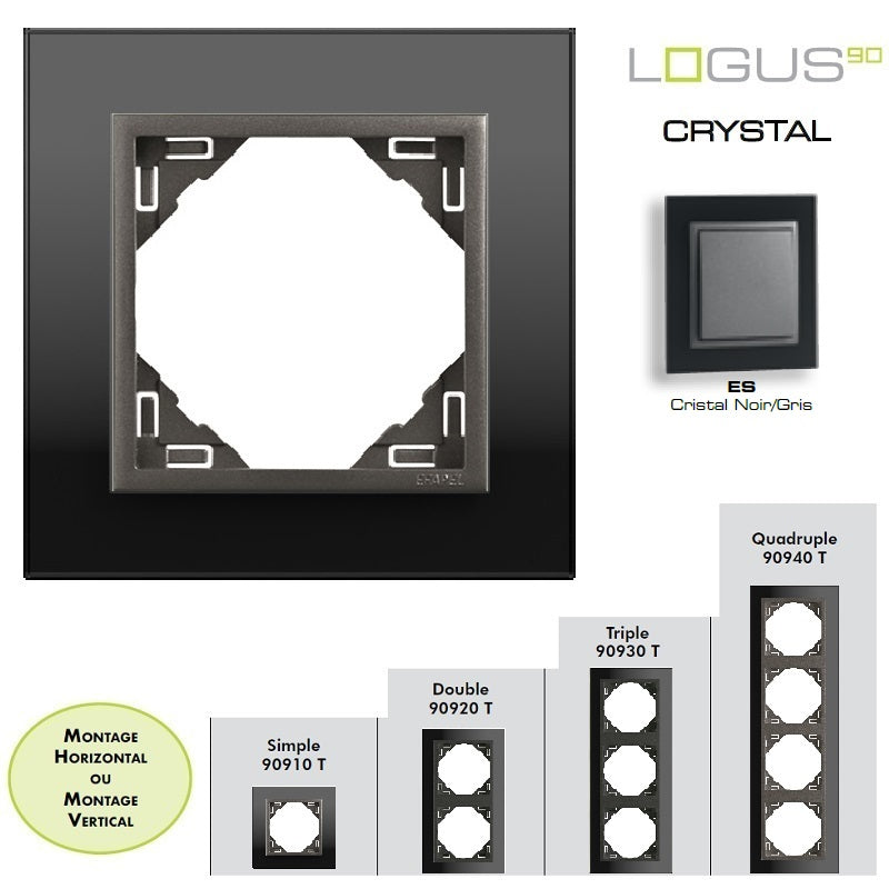 Plaque Verre LOGUS90 - Crystal Noir/Gris