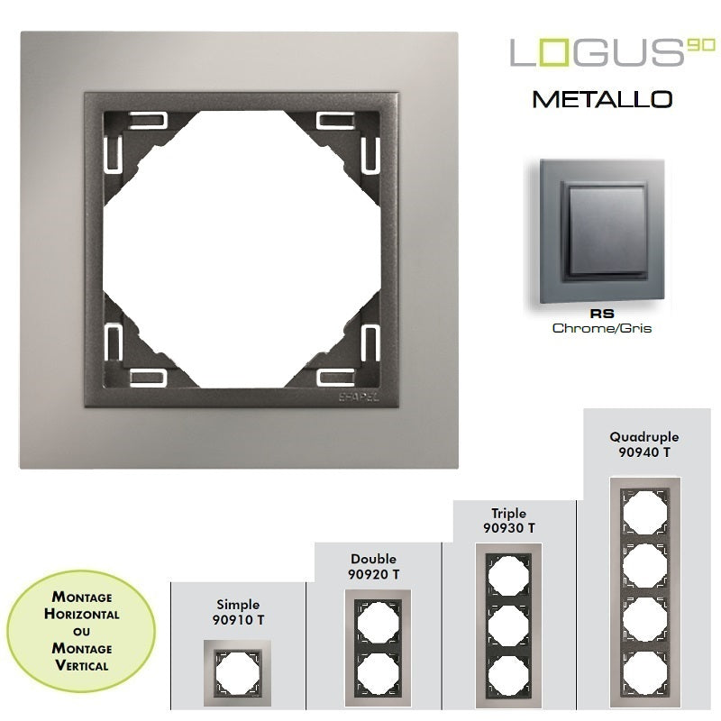 Plaque LOGUS90 METALLO - Chrome/Gris