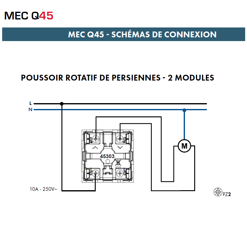 Poussoir Rotatif de Persienne - 2 Modules Q45