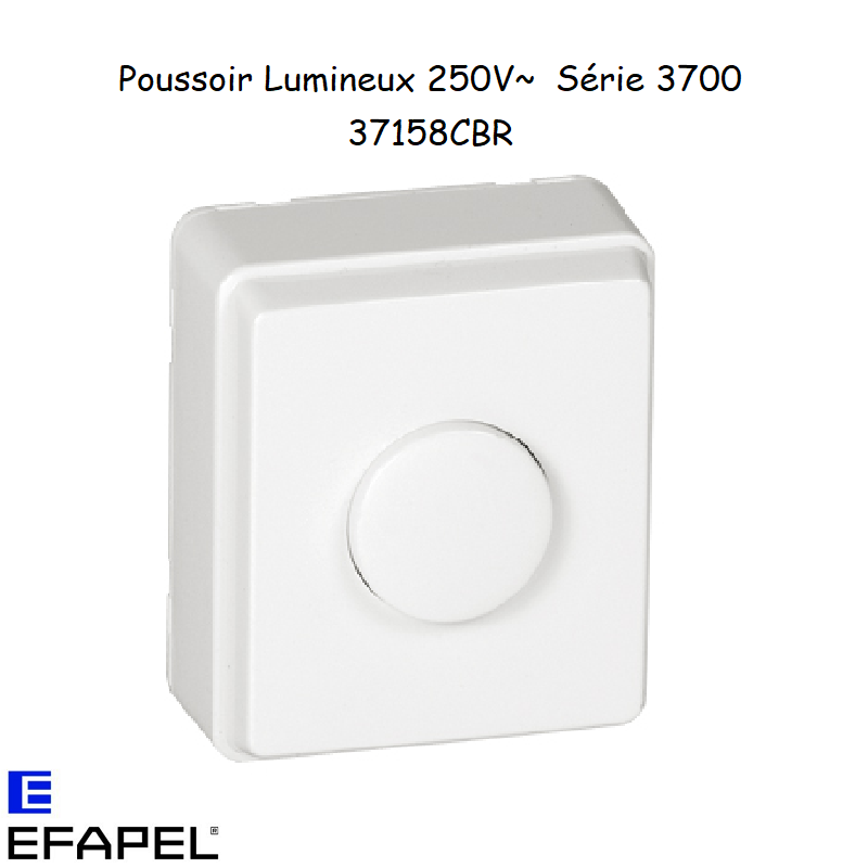 Poussoir Lumineux Blanc en saillie