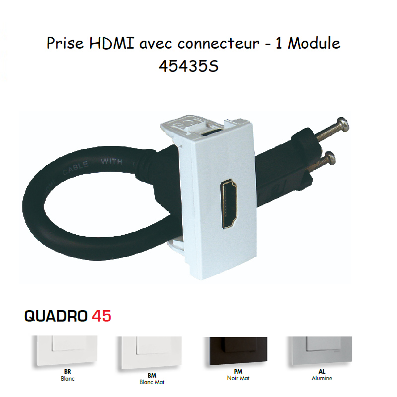 Prise HDMI avec Connecteur - 1 Module MEC Q45