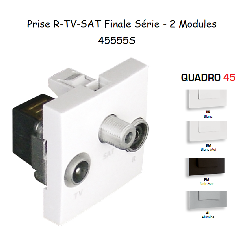 Prise R-TV-SAT Finale Série - 2 Modules QUADRO 45