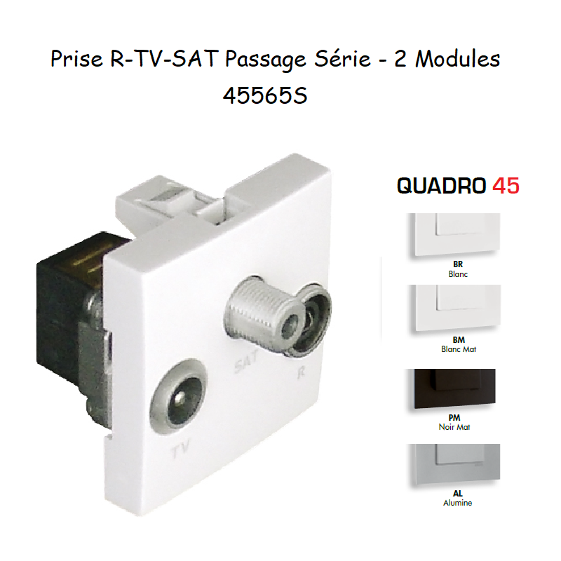 Prise R-TV-SAT Passage Série - 2 Modules QUADRO 45