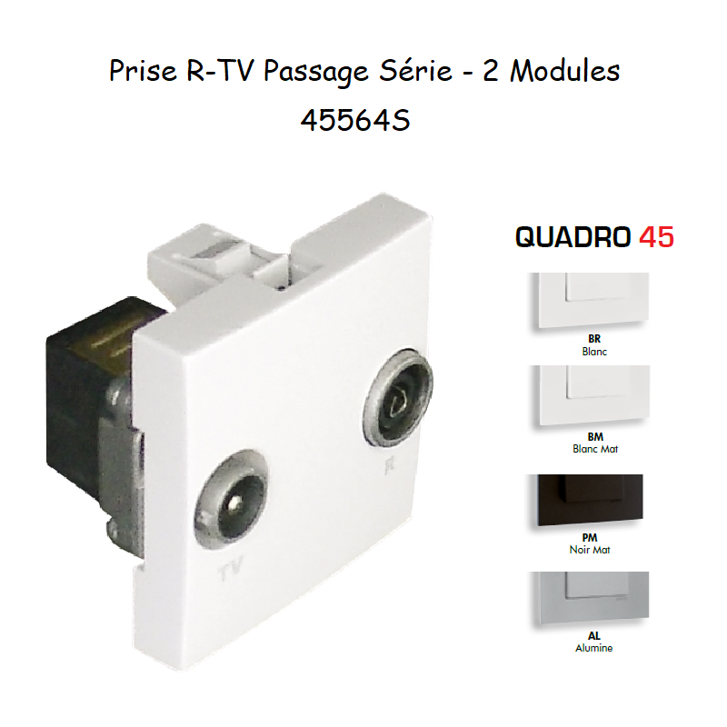 Prise R-TV Passage Série - 2 Modules QUADRO 45
