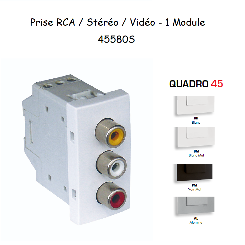 Prise RCA / Vidéo / Stéréo - 1 Module QUADRO 45