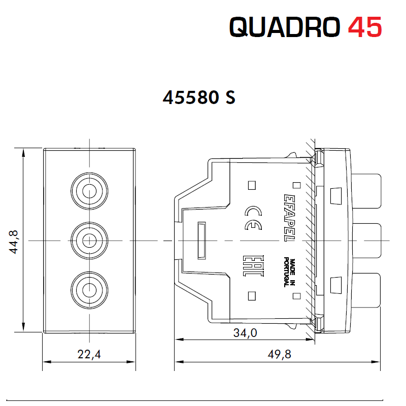 Prise RCA / Vidéo / Stéréo - 1 Module QUADRO 45