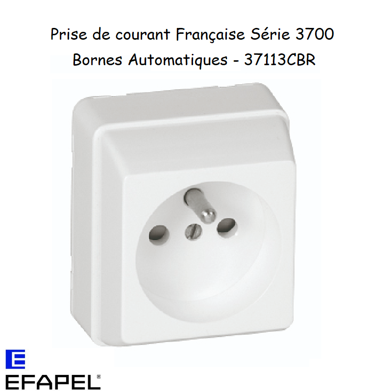 Prise de courant Française Bornes auto. avec protection (2P+T) En saillie