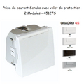 Prise de courant Schuko avec Volet et Protection - 2 Modules Quadro 45