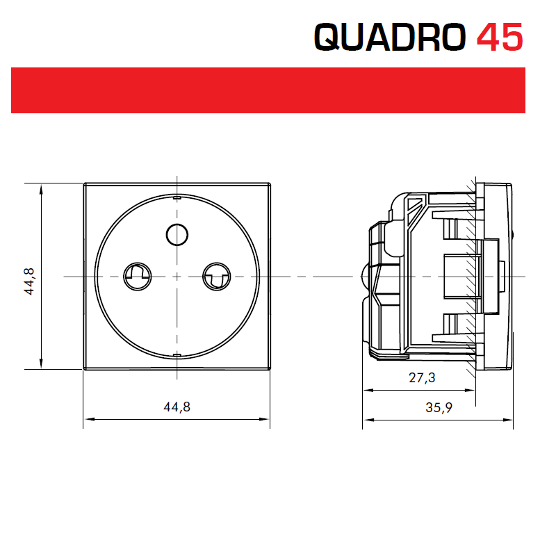 Prise de courant 2P+T avec protection Connexion par vis - Q45 BLANC