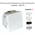 Prise de courant Française avec Volet et Protection - 2 Modules Quadro 45