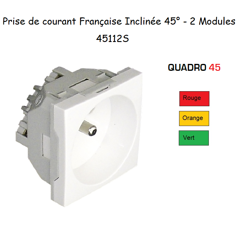 Prise de Courant 2P+T Semi-Assemblée Quadro45 - Inclinée 45°