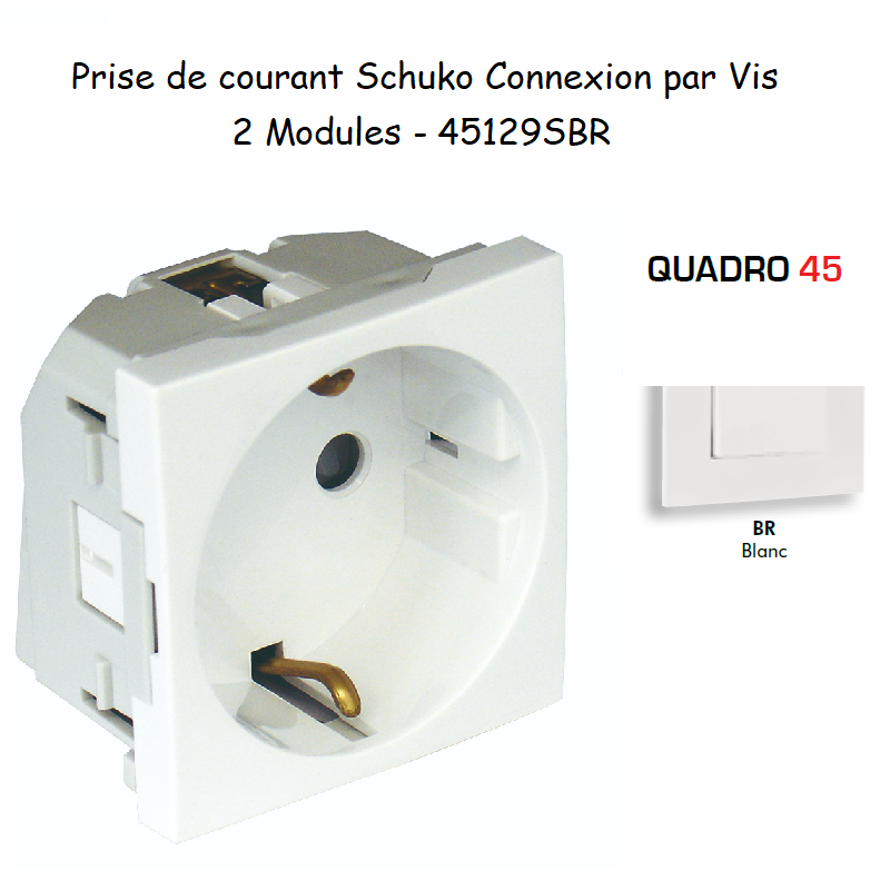 Prise de courant Schuko Connexion par vis - 2 Modules Q45