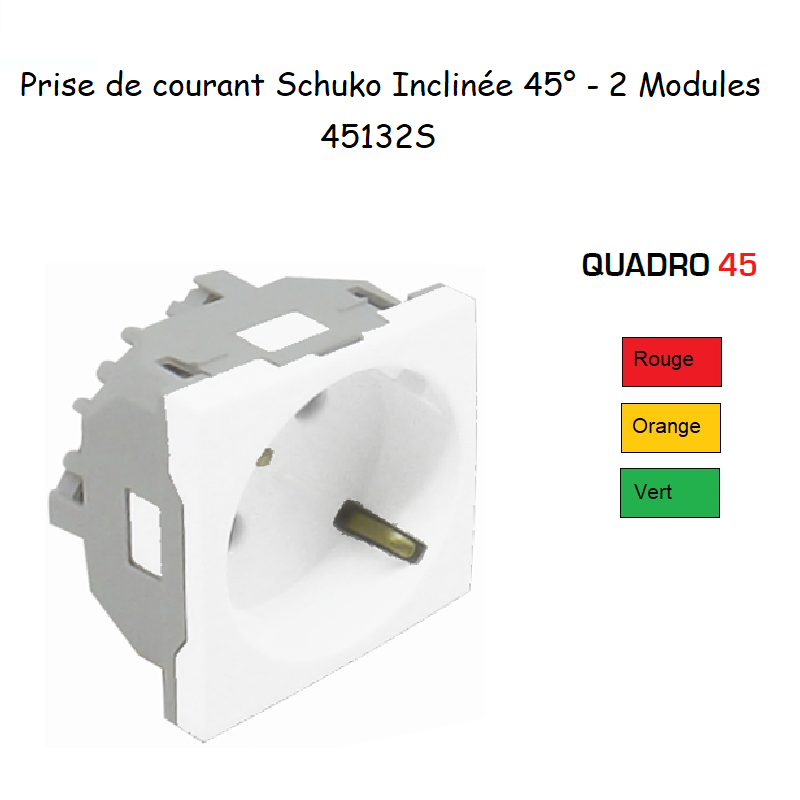 Prise de courant Schuko inclinée à 45° avec protection - QUADRO 45