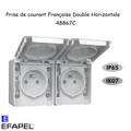 Prise Double de Courant Française Horizontale avec Protection IP65