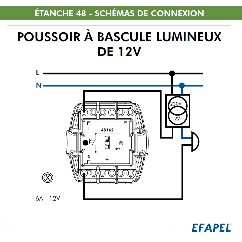 Poussoir à Bascule Lumineux 12V IP65