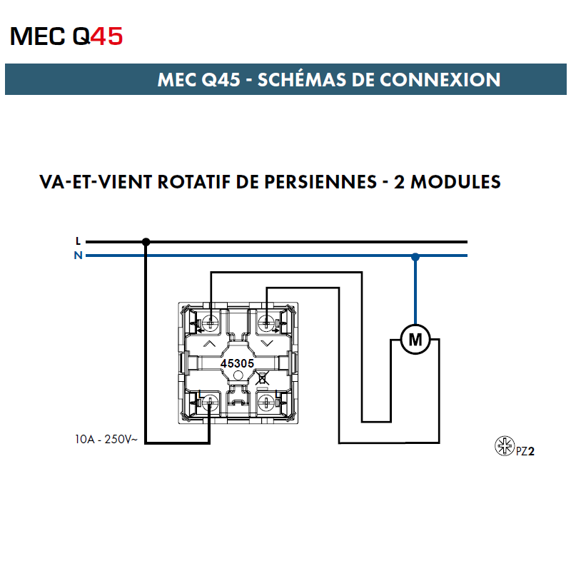 Va-et-Vient Rotatif de Persienne - 2 Modules Q45