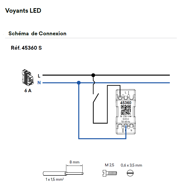 Voyant LED - 1 module MEC Q45